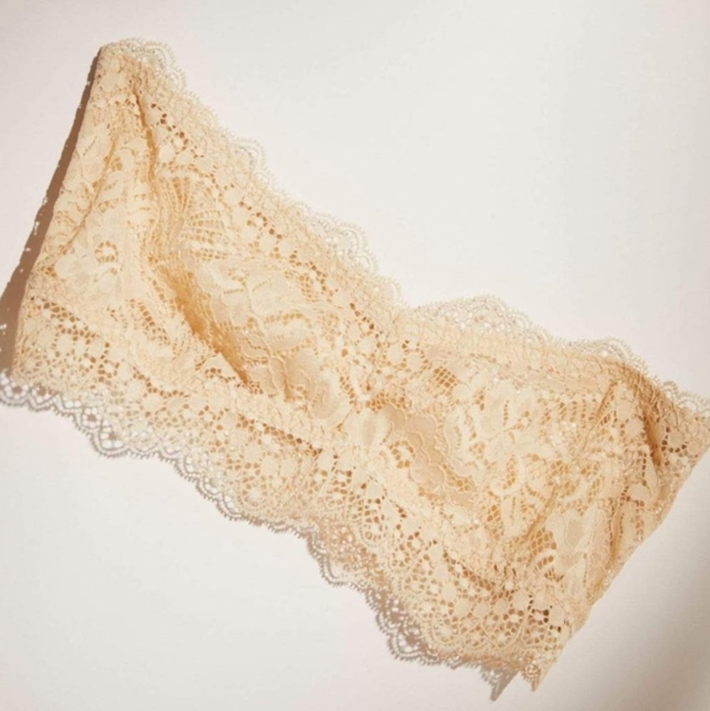 Free‎ People Lacey Looks Bandeau Lace Bralette Nude